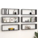 Wall Cube Shelves 6pcs Grey 80x15x26.5cm Engineered Wood
