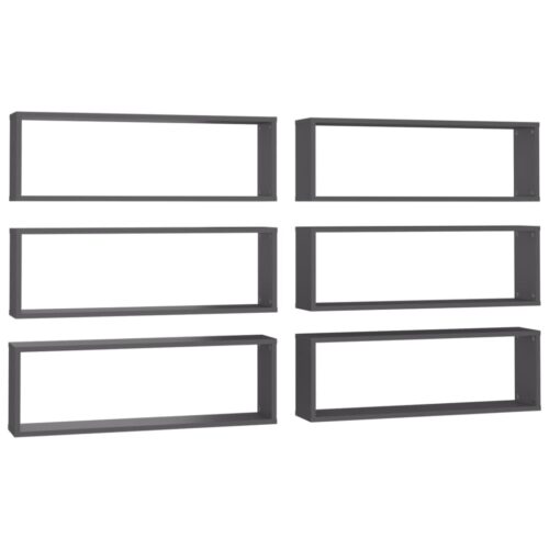 Wall Cube Shelves 6pcs Grey 80x15x26.5cm Engineered Wood - Image 2