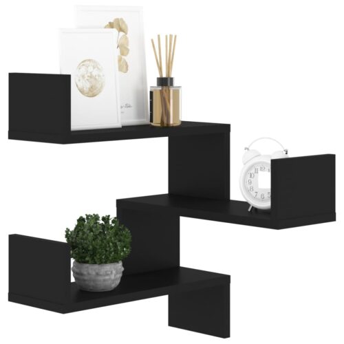 Wall Corner Shelf Black 40x40x50cm Engineered Wood - Image 4