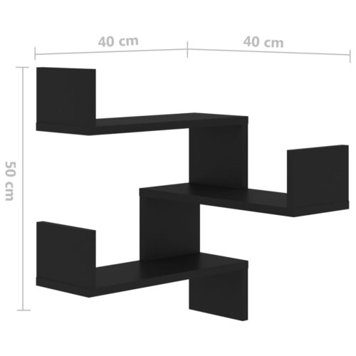 Wall Corner Shelf Black 40x40x50cm Engineered Wood - Image 8