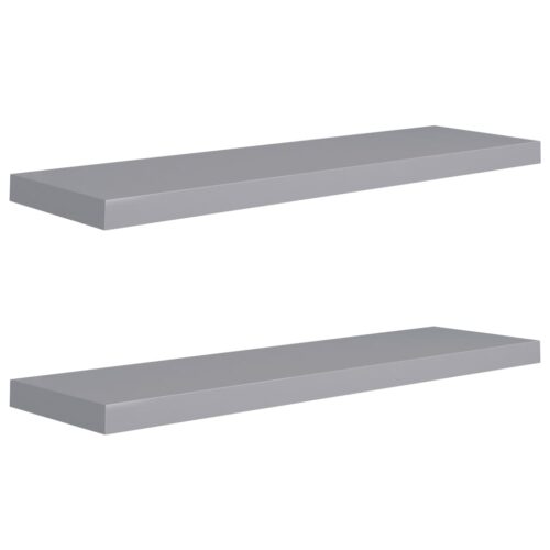Floating Wall Shelves 2pcs Grey 90x23.5x3.8cm MDF - Image 2