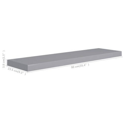 Floating Wall Shelves 2pcs Grey 90x23.5x3.8cm MDF - Image 8