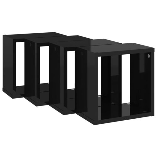 Wall Cube Shelves 4pcs High Gloss Black 26x15x26cm - Image 5