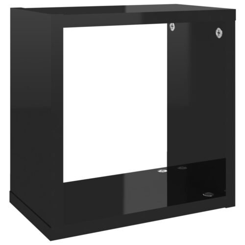 Wall Cube Shelves 4pcs High Gloss Black 26x15x26cm - Image 7