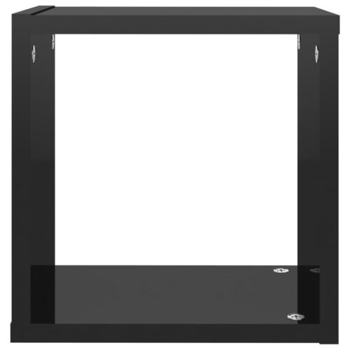 Wall Cube Shelves 4pcs High Gloss Black 26x15x26cm - Image 8