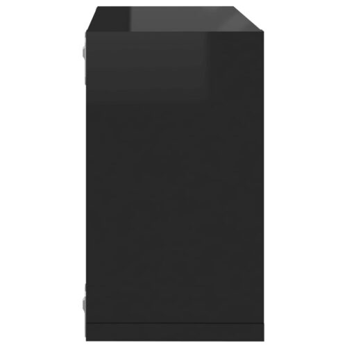 Wall Cube Shelves 4pcs High Gloss Black 26x15x26cm - Image 9
