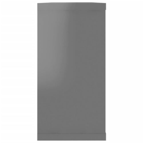 Wall Cube Shelves 2pcs High Gloss Grey 100x15x30cm Engineered Wood - Image 8