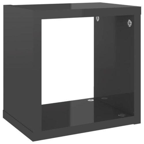 Wall Cube Shelves 6pcs High Gloss Grey 22x15x22cm - Image 7