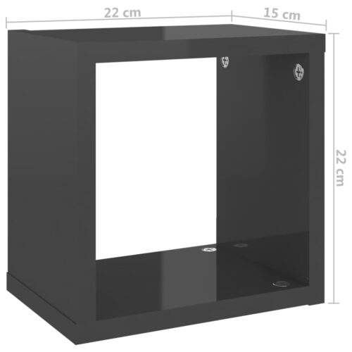 Wall Cube Shelves 6pcs High Gloss Grey 22x15x22cm - Image 11