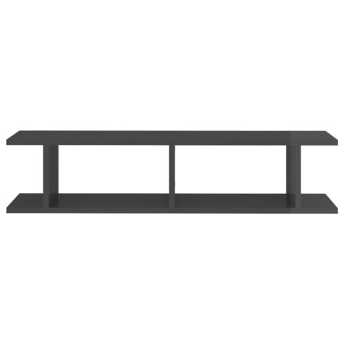 Wall Shelves 2pcs High Gloss Grey 90x18x20cm Engineered Wood - Image 5
