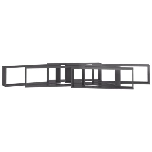 Wall Cube Shelves 6pcs High Gloss Grey 80x15x26.5cm Engineered Wood - Image 5