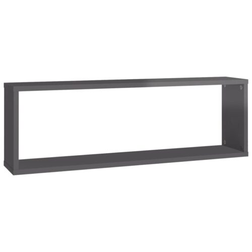 Wall Cube Shelves 6pcs High Gloss Grey 80x15x26.5cm Engineered Wood - Image 6