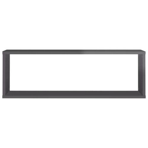 Wall Cube Shelves 6pcs High Gloss Grey 80x15x26.5cm Engineered Wood - Image 7