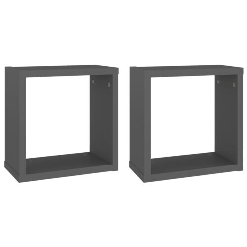Wall Cube Shelves 2pcs Grey 30x15x30cm - Image 2