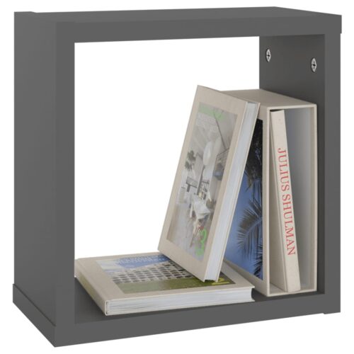 Wall Cube Shelves 2pcs Grey 30x15x30cm