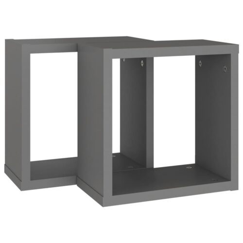 Wall Cube Shelves 2pcs Grey 30x15x30cm - Image 5