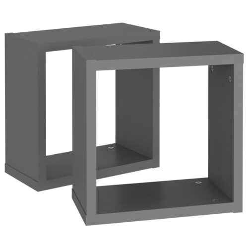 Wall Cube Shelves 2pcs Grey 30x15x30cm - Image 6