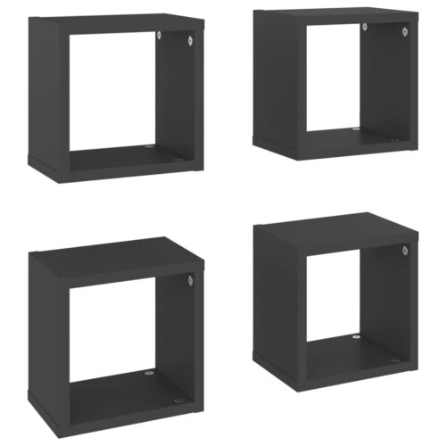 Wall Cube Shelves 4pcs Grey 22x15x22cm - Image 2