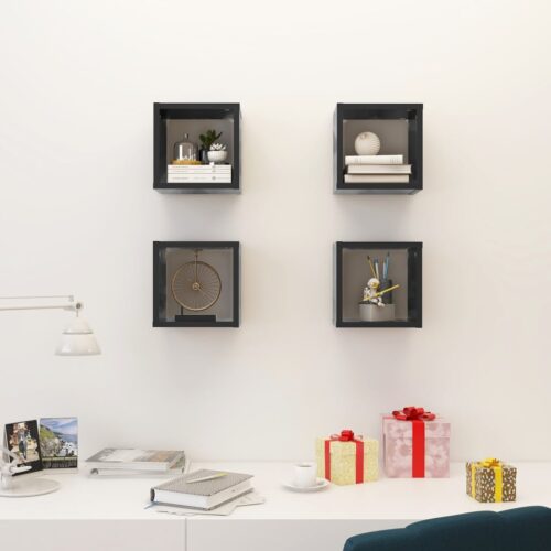 Wall Cube Shelves 4pcs Grey 22x15x22cm - Image 3
