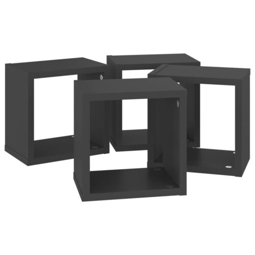 Wall Cube Shelves 4pcs Grey 22x15x22cm - Image 6