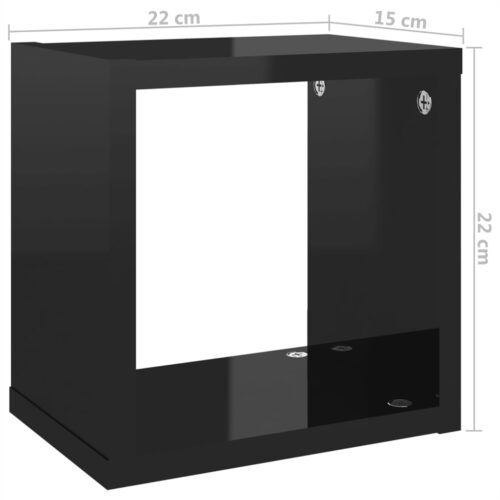 Wall Cube Shelves 4pcs High Gloss Black 22x15x22cm - Image 11