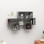 Car-shaped Wall Shelf High Gloss Grey 82x15x51cm Engineered Wood