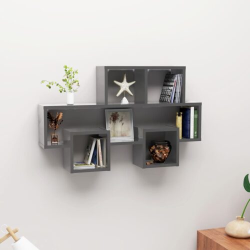 Car-shaped Wall Shelf High Gloss Grey 82x15x51cm Engineered Wood