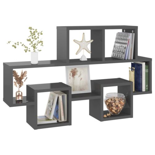 Car-shaped Wall Shelf High Gloss Grey 82x15x51cm Engineered Wood - Image 5