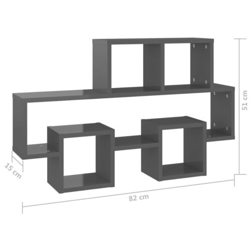 Car-shaped Wall Shelf High Gloss Grey 82x15x51cm Engineered Wood - Image 6