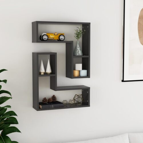 Wall Shelves 2pcs Grey 50x15x50cm Engineered Wood