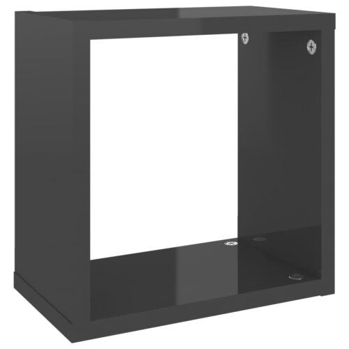 Wall Cube Shelves 6pcs High Gloss Grey 26x15x26cm - Image 7
