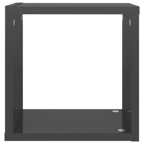 Wall Cube Shelves 6pcs High Gloss Grey 26x15x26cm - Image 8