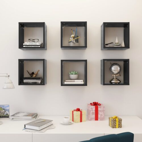 Wall Cube Shelves 6pcs Grey 26x15x26cm - Image 3