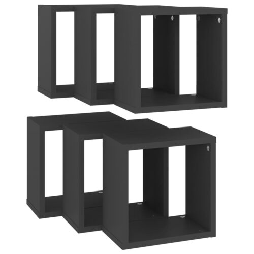 Wall Cube Shelves 6pcs Grey 26x15x26cm - Image 5