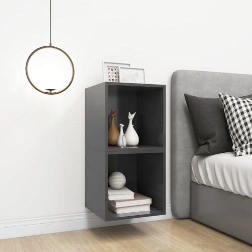 Wall Cabinets 2pcs Grey 37x37x37cm Engineered Wood - Image 3