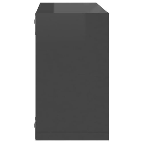 Wall Cube Shelves 2pcs High Gloss Grey 26x15x26cm - Image 8