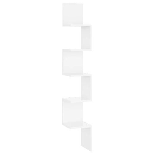 Wall Corner Shelf High Gloss White 20x20x127.5cm Engineered Wood - Image 2