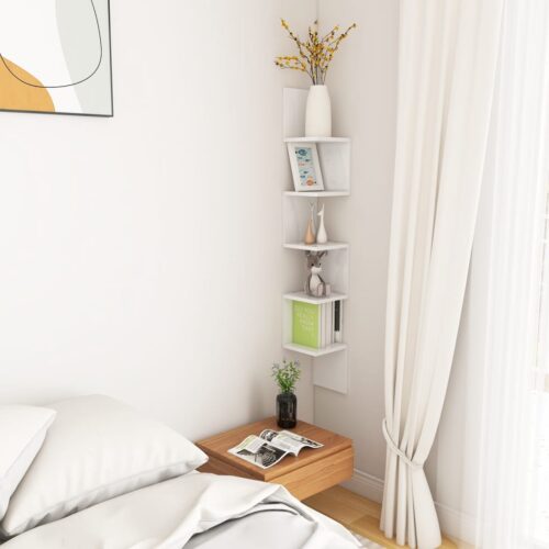 Wall Corner Shelf High Gloss White 20x20x127.5cm Engineered Wood - Image 7
