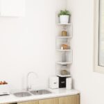 Wall Corner Shelf High Gloss White 20x20x127.5cm Engineered Wood