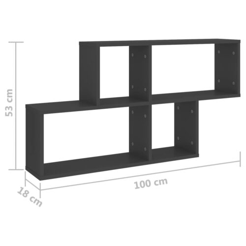 Wall Shelf Grey 100x18x53cm Engineered Wood - Image 6