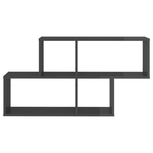 Wall Shelf High Gloss Grey 100x18x53cm Engineered Wood - Image 4