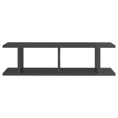 Wall Shelves 2pcs High Gloss Grey 75x18x20cm Engineered Wood - Image 5