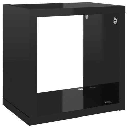 Wall Cube Shelves 6pcs High Gloss Black 22x15x22cm - Image 7