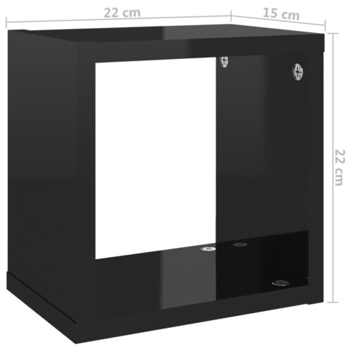 Wall Cube Shelves 6pcs High Gloss Black 22x15x22cm - Image 11