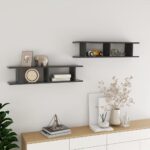 Wall Shelves 2pcs Grey 90x18x20cm Engineered Wood
