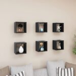 Wall Cube Shelves 6pcs Grey 22x15x22cm