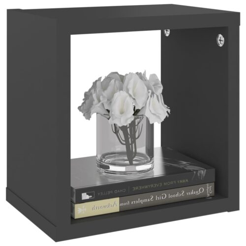Wall Cube Shelves 6pcs Grey 22x15x22cm - Image 4