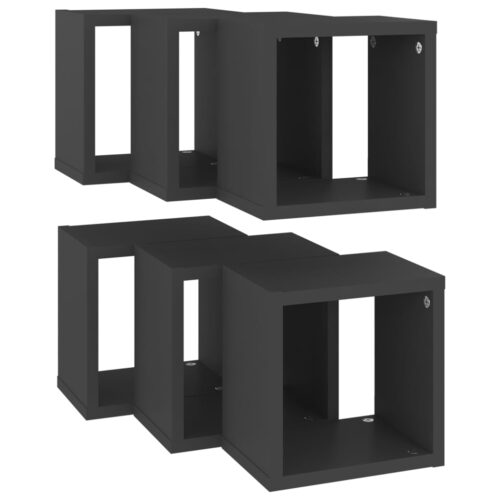 Wall Cube Shelves 6pcs Grey 22x15x22cm - Image 5