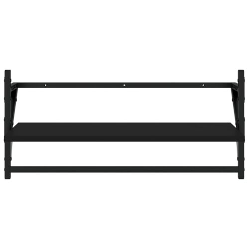 4-Piece Wall Shelf Set with Bars Black Engineered Wood - Image 6