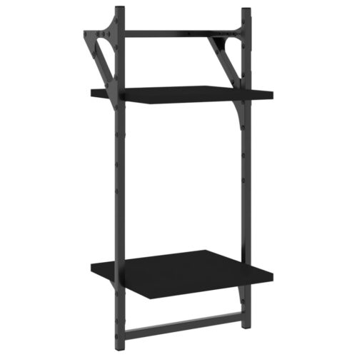 4-Piece Wall Shelf Set with Bars Black Engineered Wood - Image 7